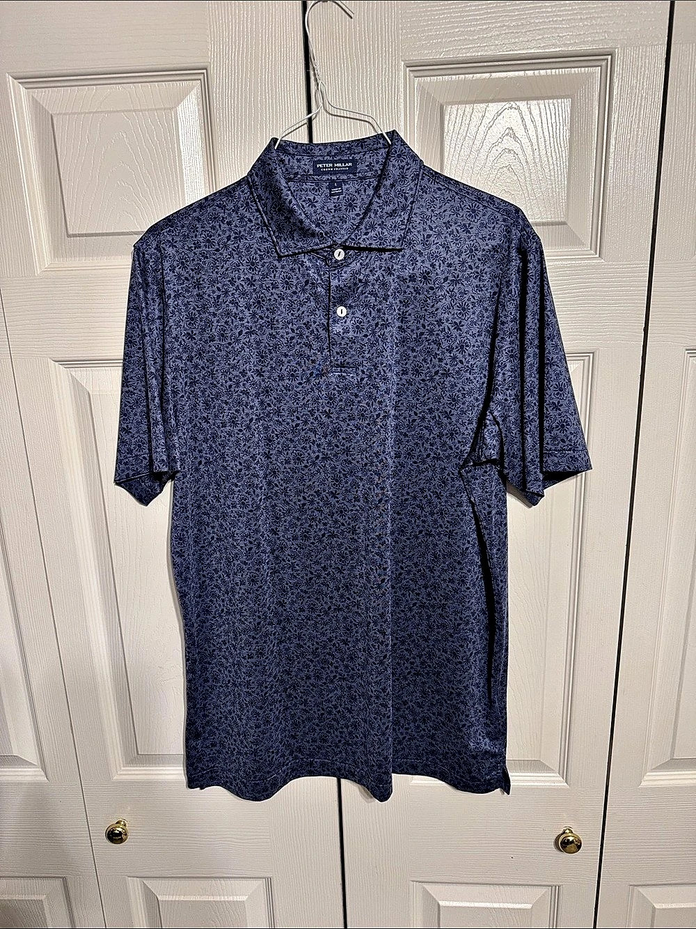 Peter Millar Crown Crafted Parkinson Floral Performance Jersey Polo Blue Large